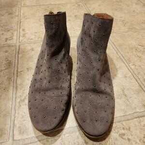 Lucky Brand Breena2 Taupe Brown Suede Leather Studded Back Zip Ankle Boots 8M/38